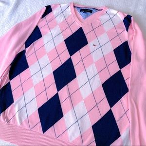 Tommy Hilfiger Pink Crewneck Arglye Sweater XXL